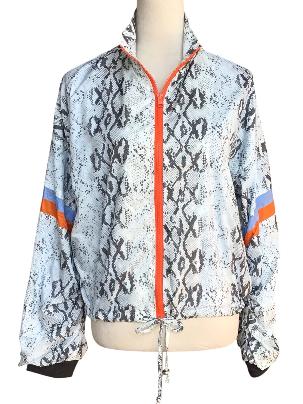 Central Park West Snakeskin Print Striped Windbreaker NEW